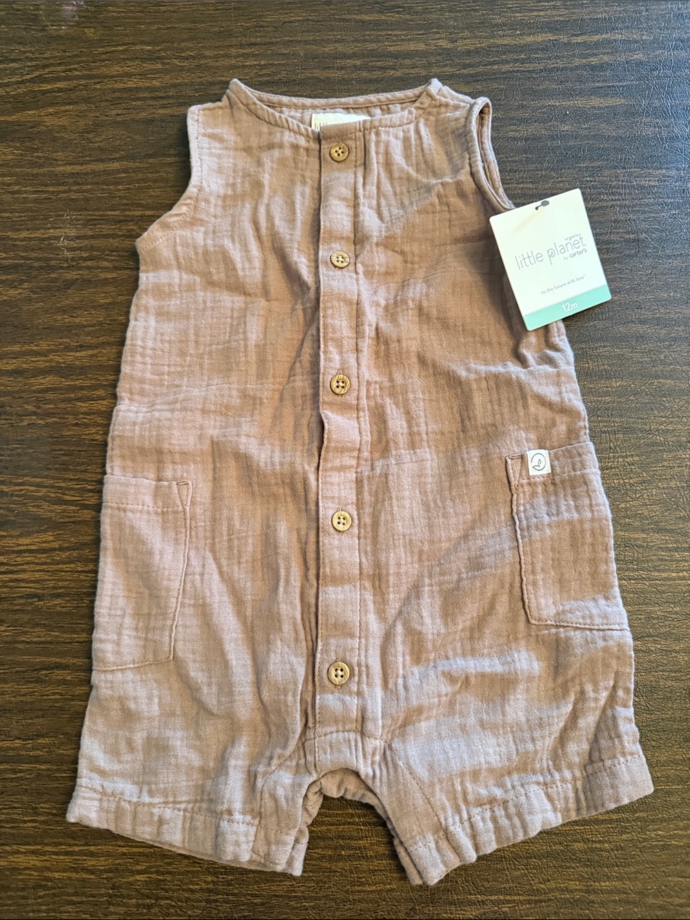 Little Planet Mauve Sleeveless Cotton Romper for Kids